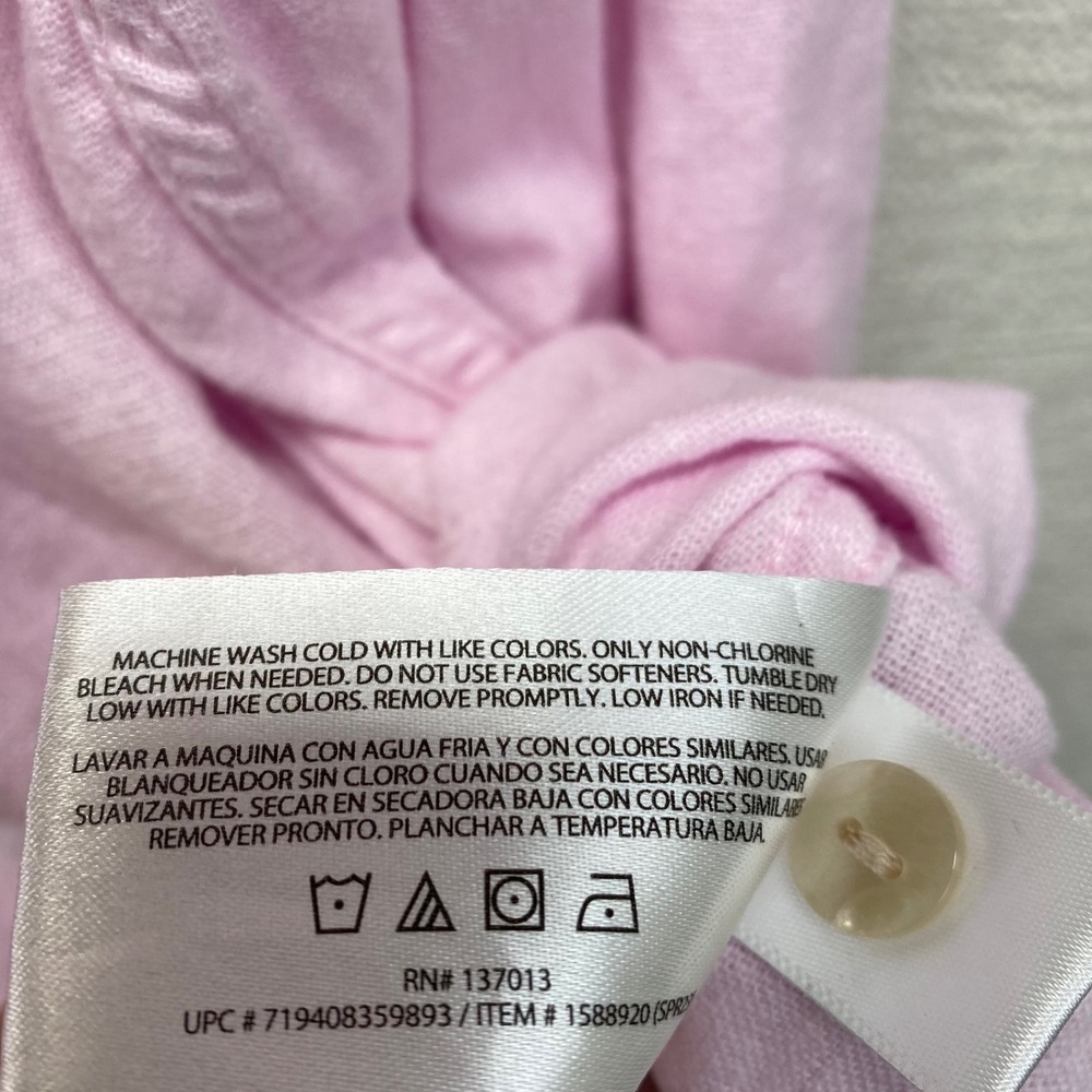Orvis Pink Linen Blend Long Sleeve Roll Tabs Button Front Shirt‎ Women XXL - Picture 10 of 10